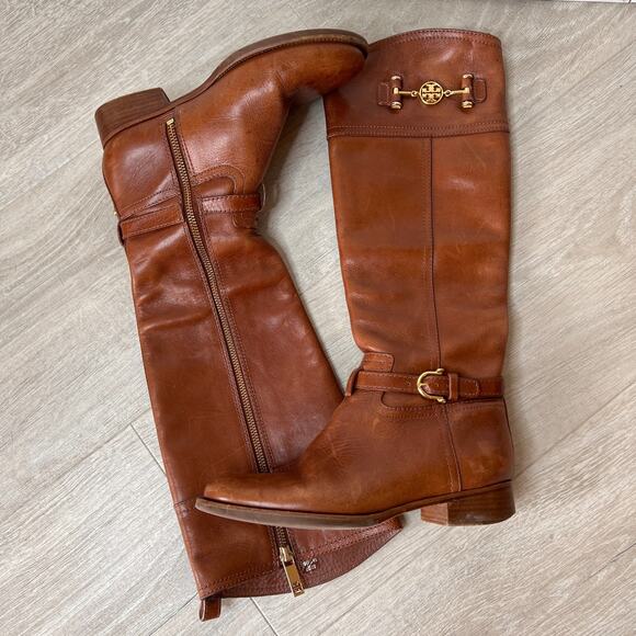 Tory Burch Boots Womens Size 6 Brown Nadine Leather Riding Tall Fall Wear - Picture 16 of 16